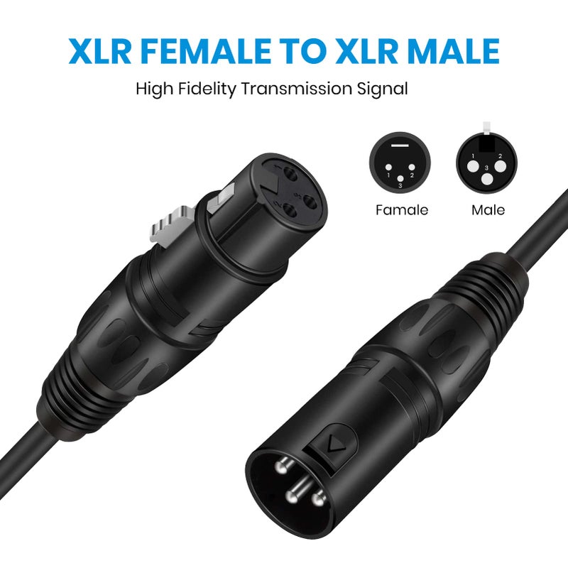 Moukey XLR Cables 10ft XLR 10 Feet Microphone Male to Female Mic Cables Cord, Black 6-Pack - Image 3